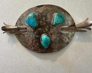 Turquoise and silver barrette/hair clip