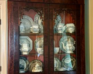 Antique burlwood desk/cabinet