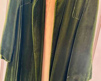 Vintage sage green velvet opera coat