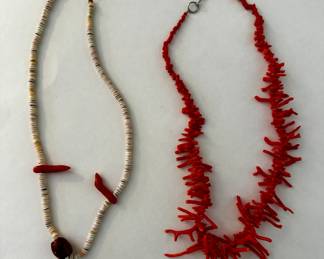 Coral and shell necklaces