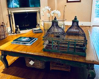 Square Distressed wood table 65 1/2" x 65 12/2