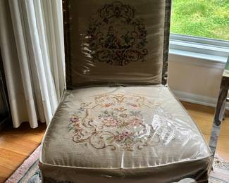 Elegant chair with hand needle point seat & back