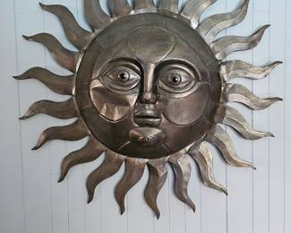 LARGE hand-made hammered copper sun