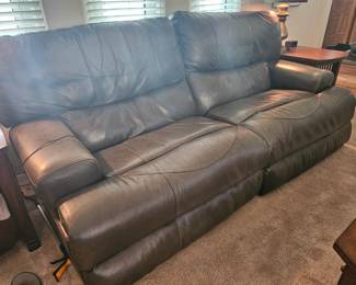 Leather dual powered oversized recliner with USB charger 