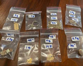 14 karat jewelry with Gram weights