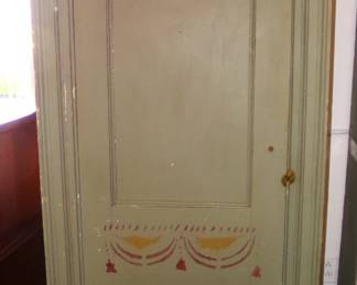 Early American 1-Door Stenciled Cupboard