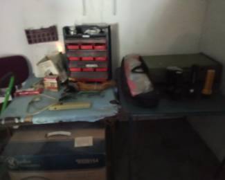 Garage items, brand new outdoor heater, tall new still in box