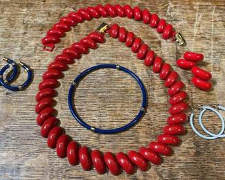 Vintage Napier Red White Blue Enamel Jewelry