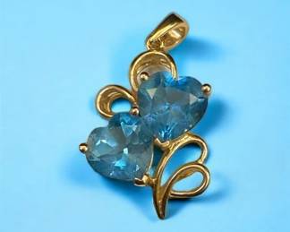 14 KP Gold Topaz Heart Pendant