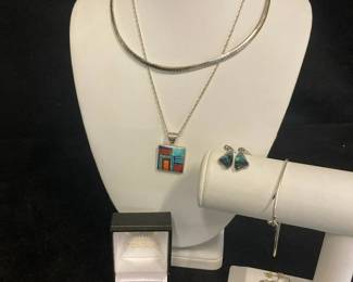 Sterling Opal Drop Earrings and Other Sterling Jewelry