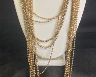 Chicos MultiStrand Gold Tone Beaded Necklace