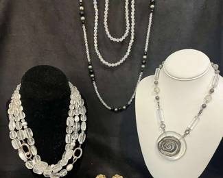 Crystal Necklaces And Clip Earrings