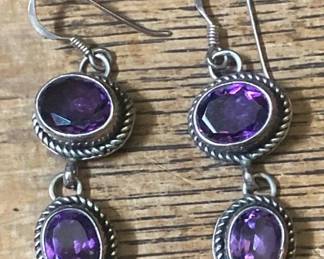 Sterling And Ameythyst Earrings