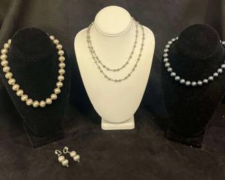 Silver Beaded Necklace Earrings and More