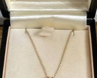 14 KT Gold Chain And Diamond Pendant