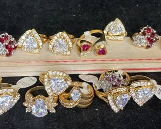Cubic Zirconium And Gold Plated Costume Jewelry Rings