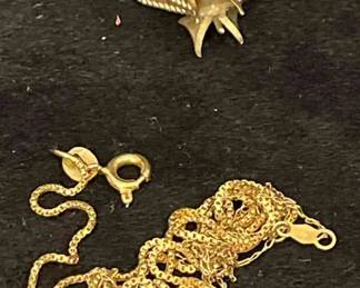 18K Ring Band 14K Chains for Repurpose