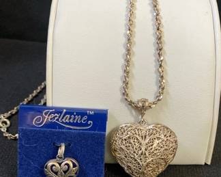 925 Sterling Filigree Heart Pendant And Necklace