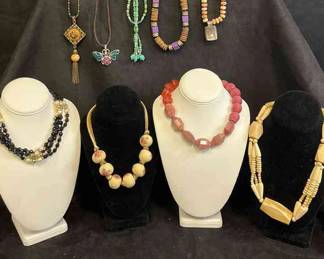 Gay Boyer Black Pearl Beaded Choker Chicos and Other Costume Necklaces