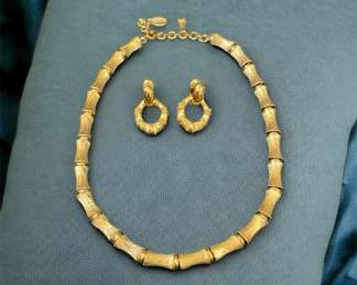 Monet Bamboo Choker Necklace And Earrings