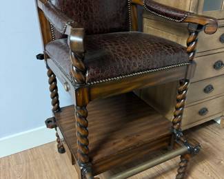 Maitland Smith billiard chairs, a pair