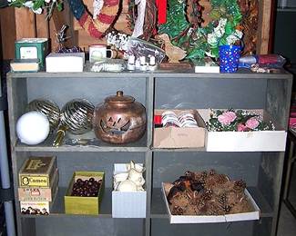 Shelf, wreaths, etc...