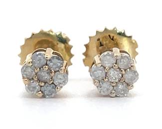 0.45ct Diamond Round Flower Cluster Stud Earrings in 14k Yellow Gold
