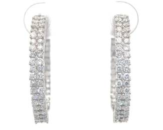 1 1/2 Carat Diamond Pave Inside-Out Round Hoop Earrings; Retail $1,248