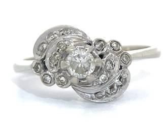 Diamond Bloom Dimensional Rose Ring in 18k White Gold