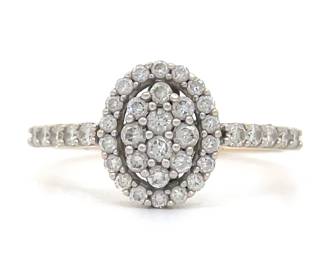 Pave Diamond Oval Cluster Ring in 14k Yellow Gold