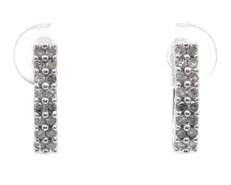 0.33 Carat Diamond Double Row U-Shaped Hoop Earrings in White Gold