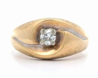 0.25ct Diamond Solitaire Swirl Ring in 14k Yellow Gold
