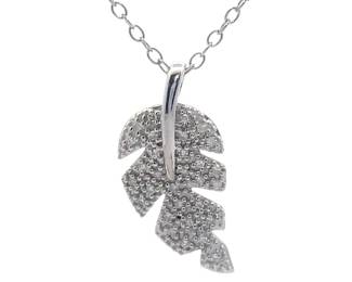 NEW! Diamond Pave Plant Leaf Pendant Necklace