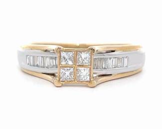 Princess Diamond Four-Stone Baguette Ring in Two-Tone Gold