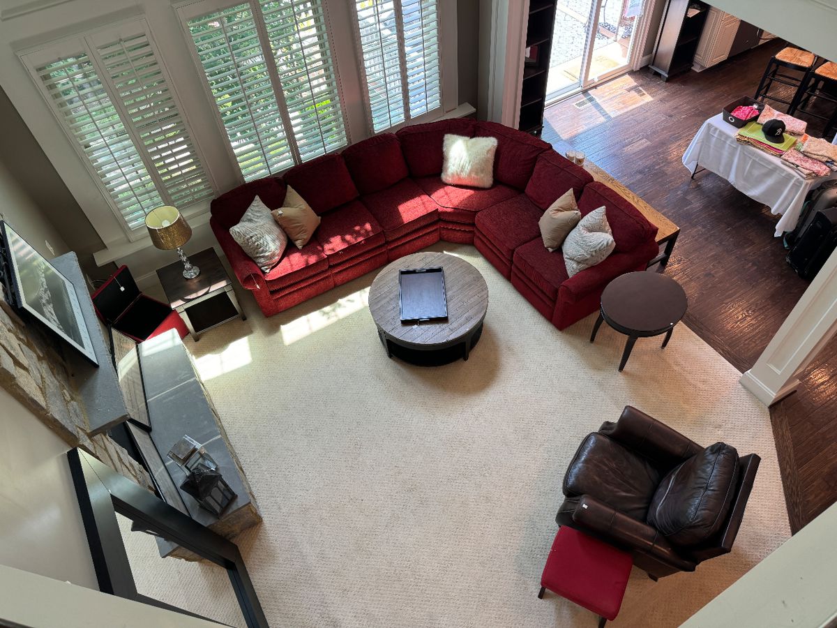 Lay-Z-Boy Sectional, Kincaid Round Coffee Table & Bernhardt Leather Armchair Recliner