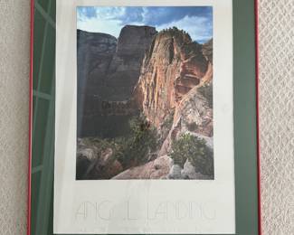 Framed Original Print "Angels Landing" signed David Pettit