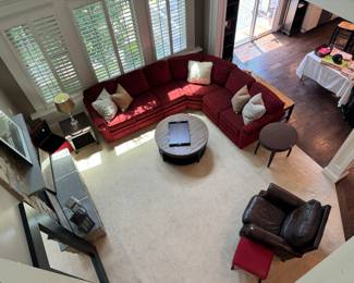 Lay-Z-Boy Sectional, Kincaid Round Coffee Table & Bernhardt Leather Armchair Recliner