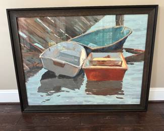 Framed Print "Row Boats" Signed Ray