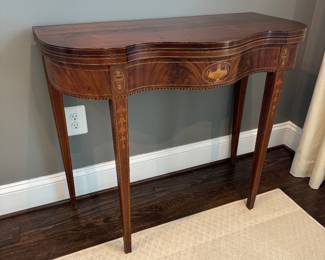 Antique Inlayed Motif Game Table (35"W x 35-1/2"D Open / 17-3/4" Closed D x 28-1/2"H)