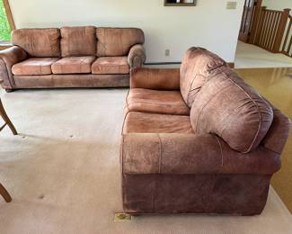 Leather sofa and loveseat
