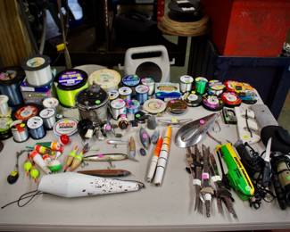 Various Fishing Line, Antique & New Fishing Bobbers, Hooks, WORKING Electric Knives 