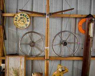 Chris Craft Boat Mas Light, Vintage Boating Steering Wheels, Boat House Decor, Kenya Wood Hand-Made Craving 