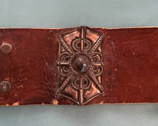 Vintage Sterling Terqoius Leather Cuff