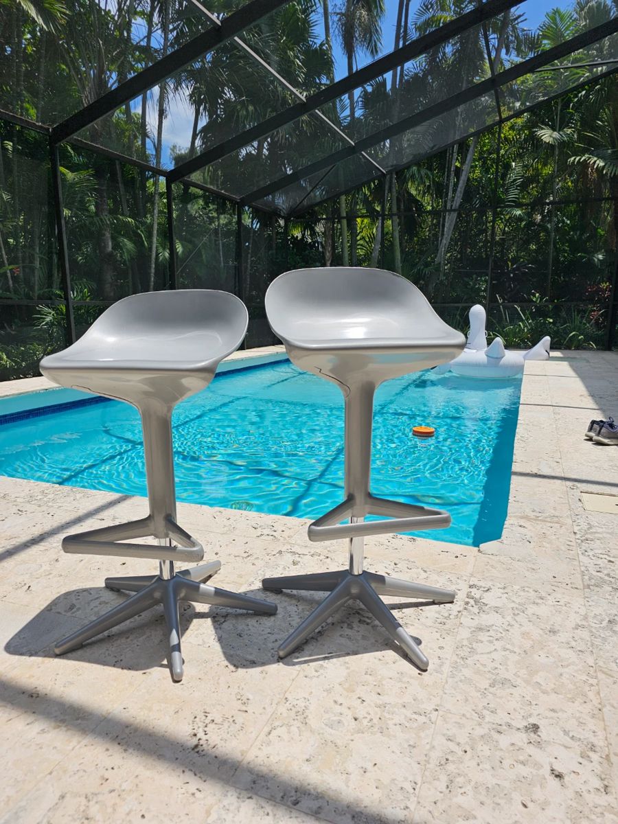 KARTELL bar stools. " spoon
design "  Spanish artist .Hard to get.
$ 250 each