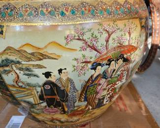 SATSUMA LARGE VASE golden fancy
Handmade Japanese 22" 
$290