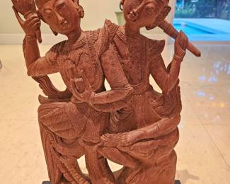 Solid wood carved Thai angels 25 x 16"
$290