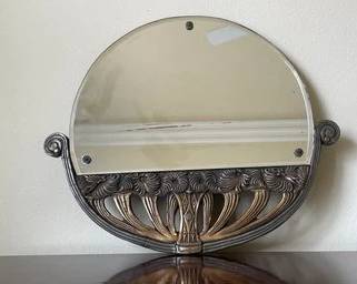 Antique Round Bronze Ornate Mirror A8