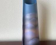 Vintage Otagiri Japanese Asymmetrical Vase With Satin Finish & Mountain Scape L113
