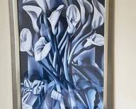 Blue Grey Orchid Print With Silver Frame A5
