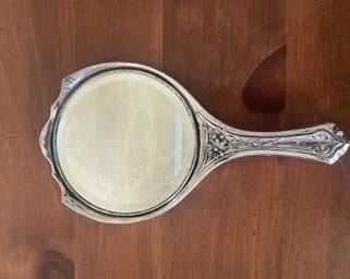 Antique Art Nouveau Silver Hand Mirror F50